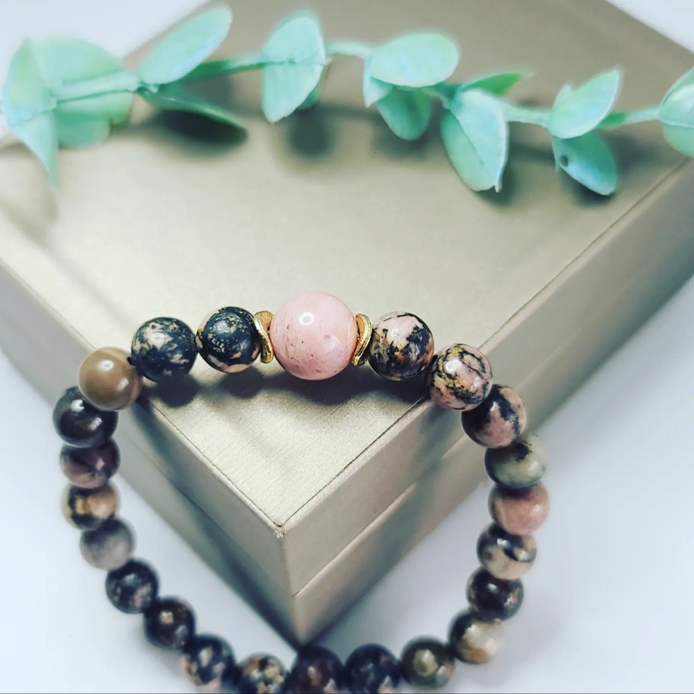 Rhodonite beaded bracelet